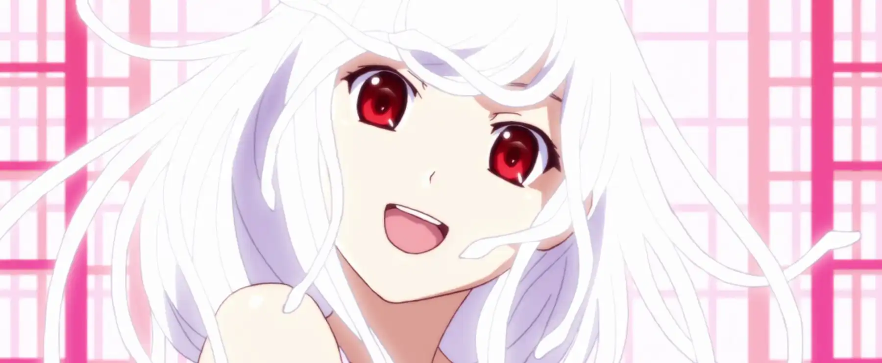 anime girl with red eyes and white hair